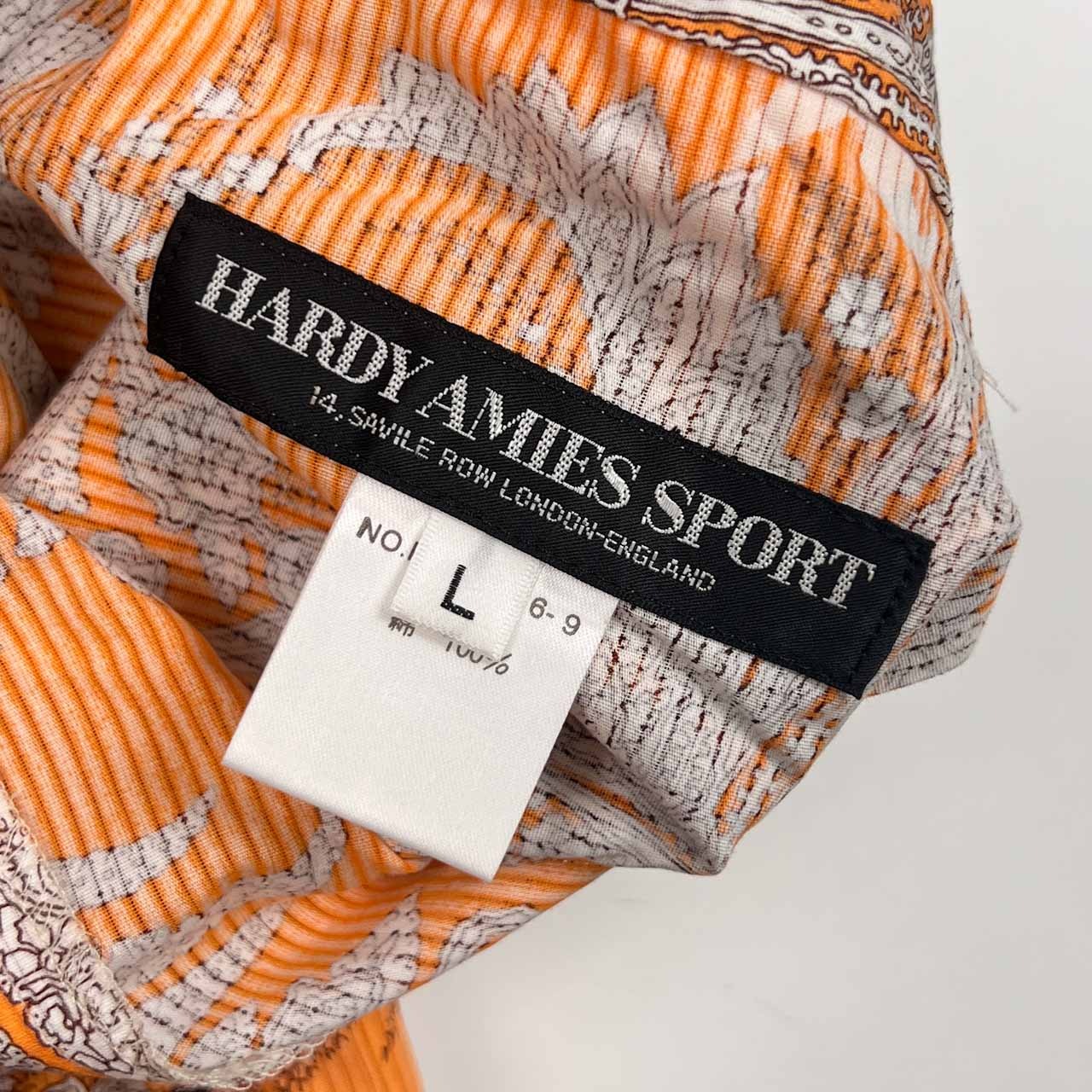 HARDY AMIES SPORT ハーディエイミス ボタニカル ペイズリー柄 デザイン パンツ L/オレンジ メンズ
