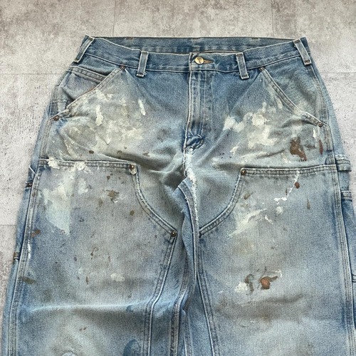 襤褸メキシコ製 デニム ダブルニー Carhartt B73 DST 33×32 詳細写真4