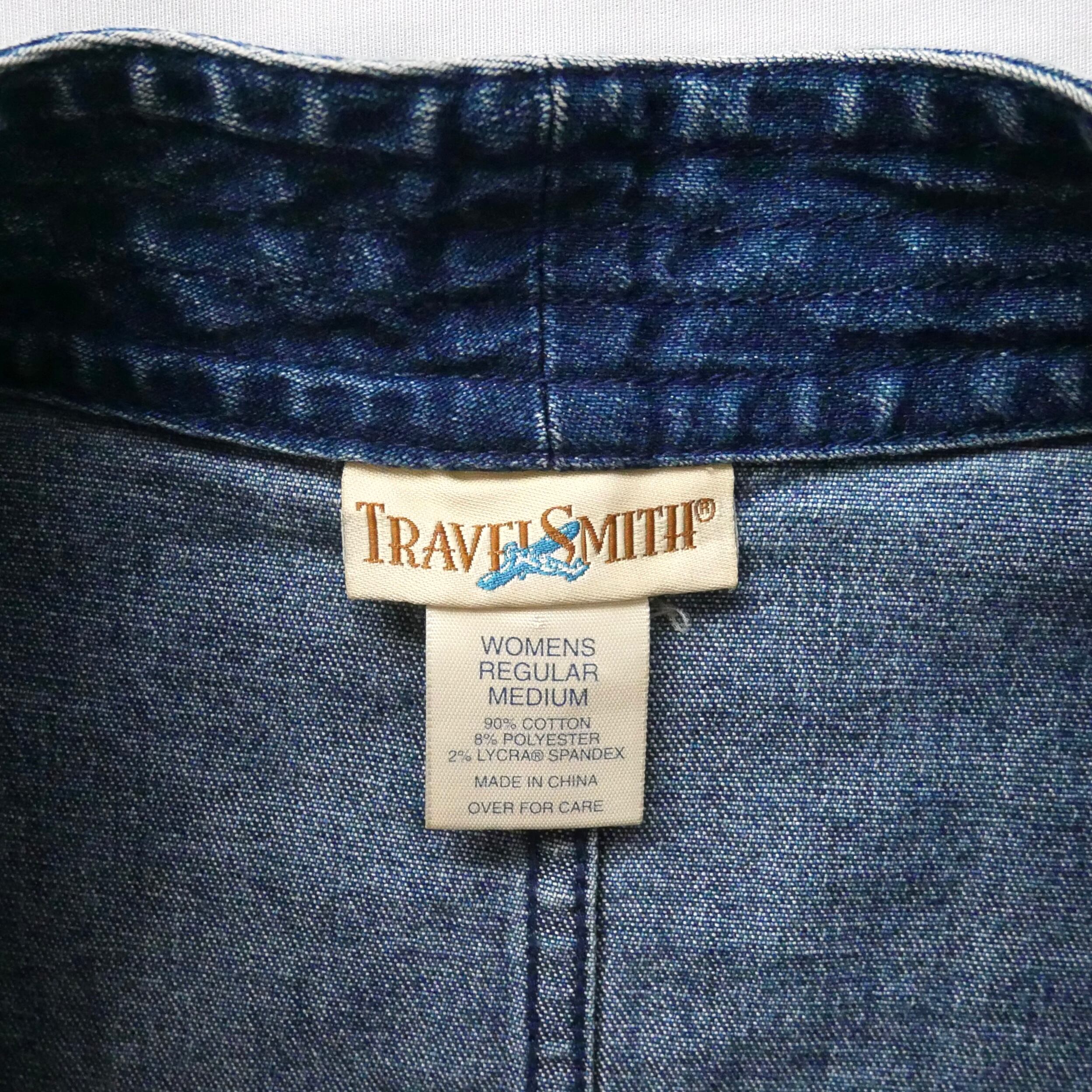 90s TRAVEL SMITH denim no collar jacket 90年代 トラベルスミス