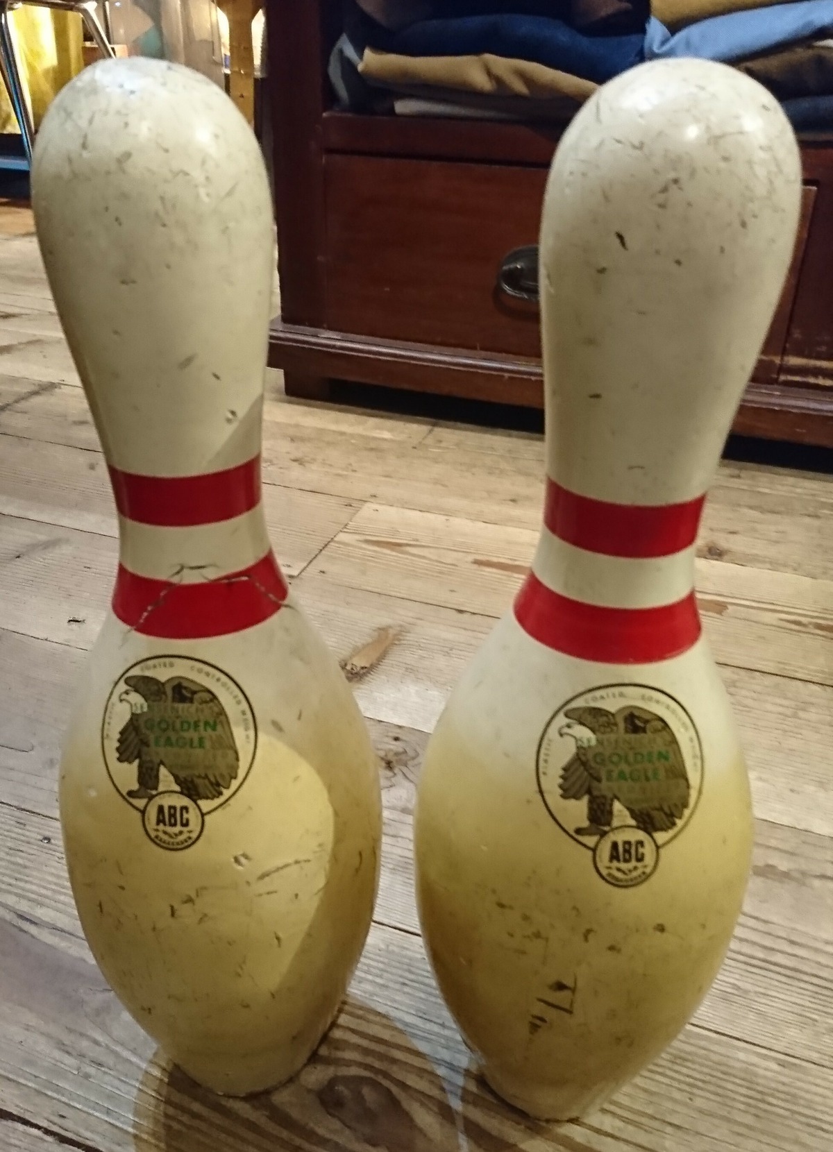 50s Vintage Bowling Pin ヴィンテージ ボウリング ピン 二個 セット 旅する古着屋 ドッケリーファーム