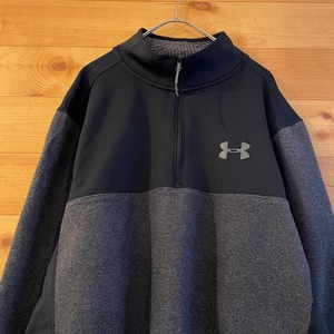 【UNDER ARMOUR】ハーフジップ プルオーバー 切替 フリース ワンポイントロゴ アメリカ古着