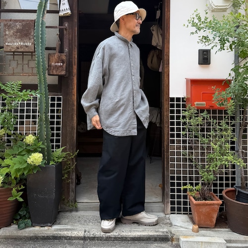 MITTAN　SH-163　起毛大麻ビックシャツ　薄炭