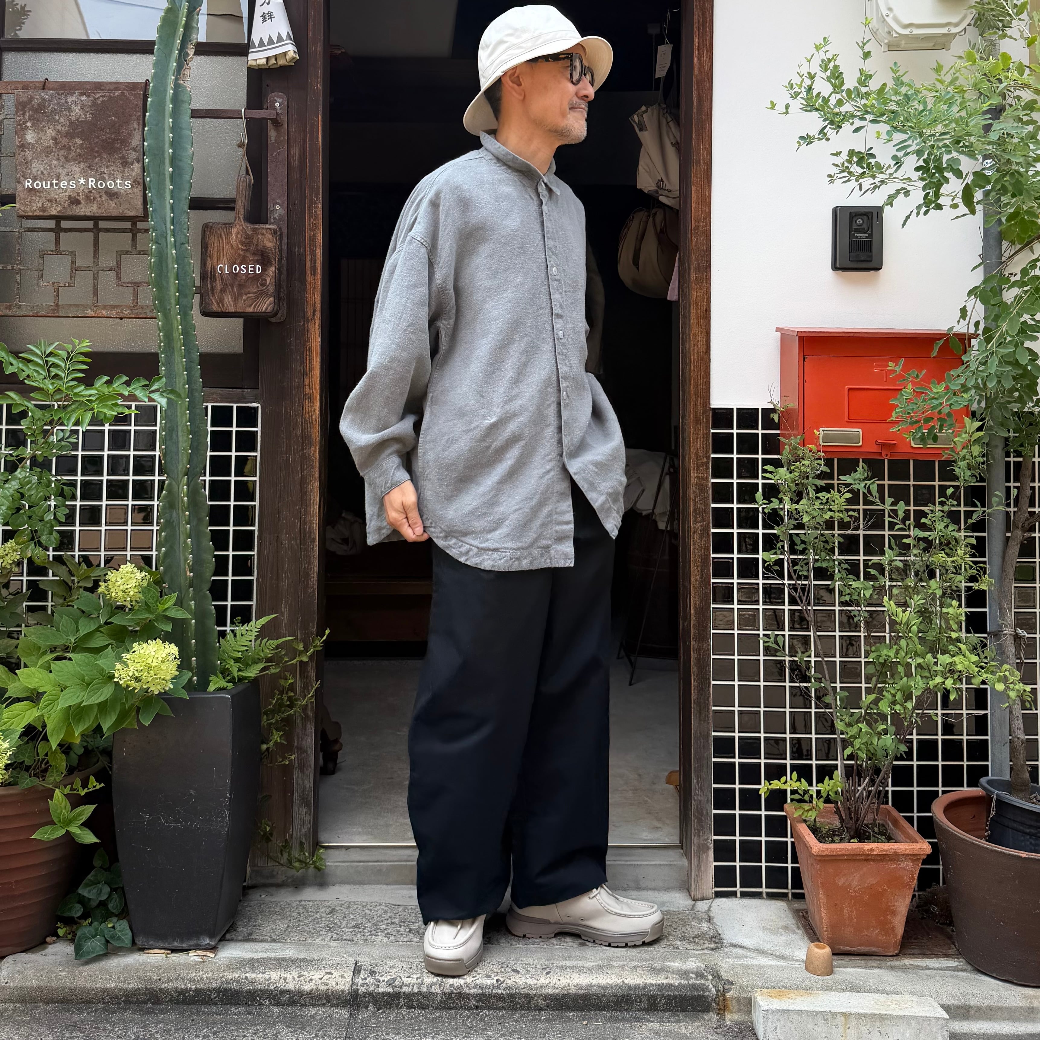 MITTAN SH-163 起毛大麻ビックシャツ 薄炭