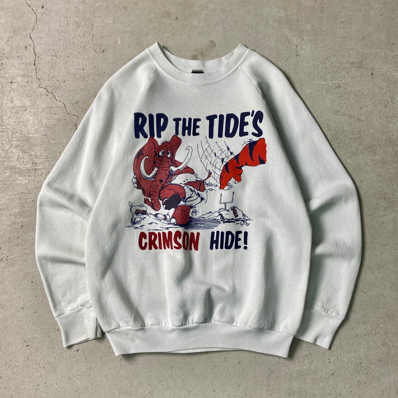 80年代 USA製 TIGER RAGS AUBURN TIGERS プリントスウェットシャツ 