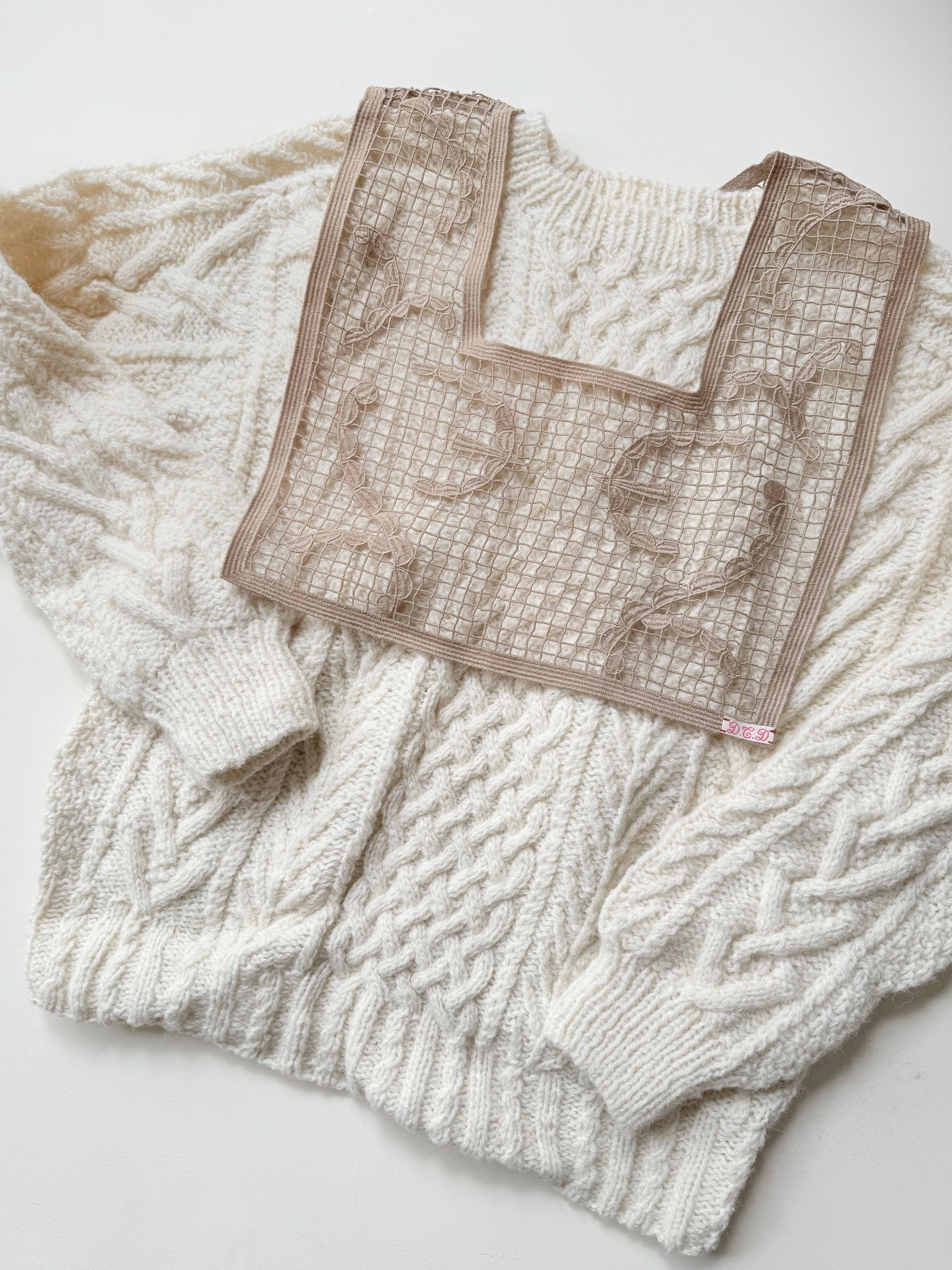 トープベージュ)つけ襟レースベスト