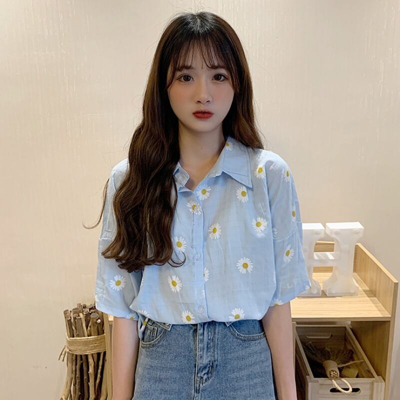 2020年夏の新バージョンインデイジープリント半袖シャツルーズで薄い単列マルチボタン多目的トップ YY-ファッション91941955272