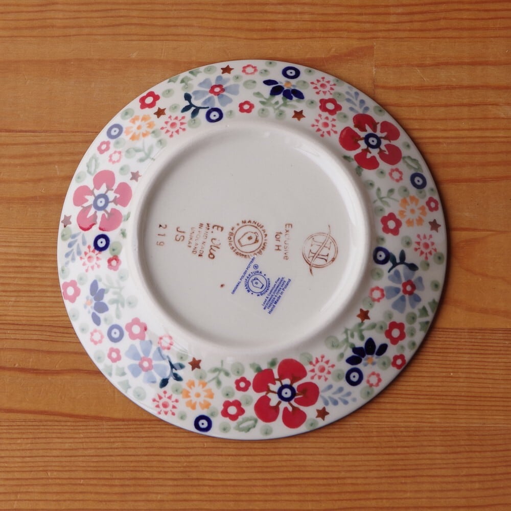 再入荷 新品 ポーランド食器 デザートプレート ケーキ皿 ポーリッシュポタリー 17cm 取皿 カラフル 花柄 星 T130 Eo34 ボレスワヴィエツ 陶器 Boleslawiec 東欧 レトロ ポップ Flohmarkt フローマルクト