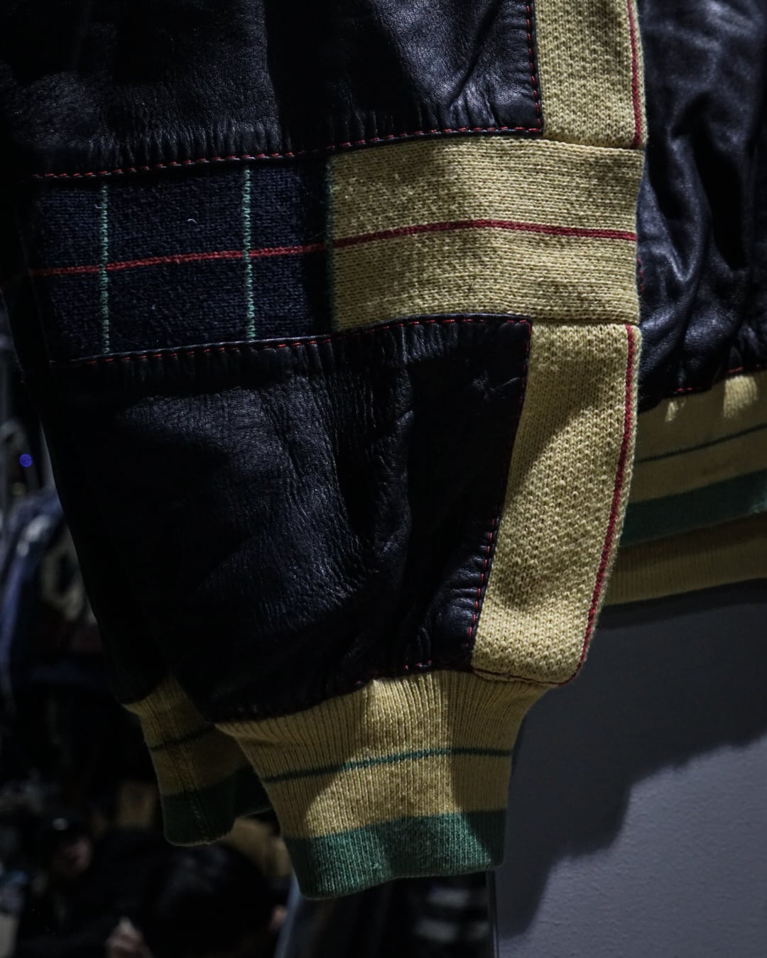 add (c)vintage】“TORRAS” Leather × Knit Switching V Neck Pullover