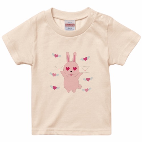 うさぎのラブレター(ベビーTシャツA) (ナチュラル)