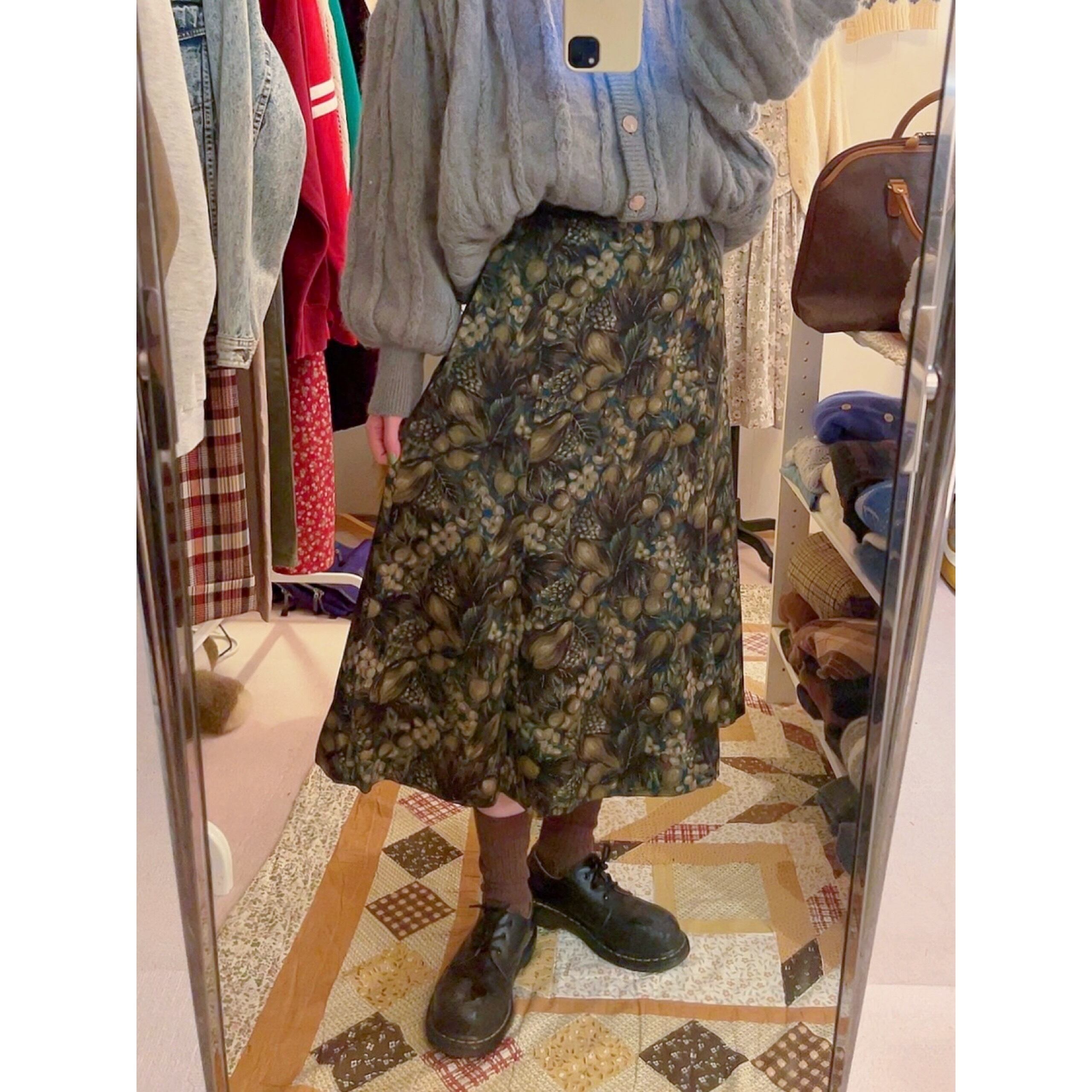 la france green flare skirt