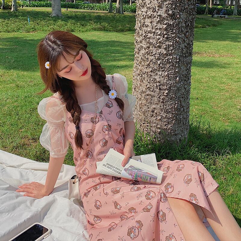 スタイルスタンダードフローラルドレス サマーウェスト薄手スカート レトロ 夏物 花柄 萌量不足46120366126