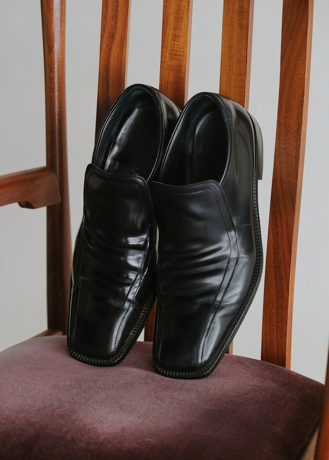 PRADA 00AW square toe leather slip-on