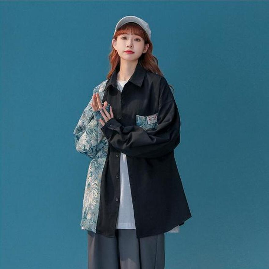 サブカル 服 地雷系 通販 ジャケット シャツ 花柄 オーバーサイズ カジュアル Z世代