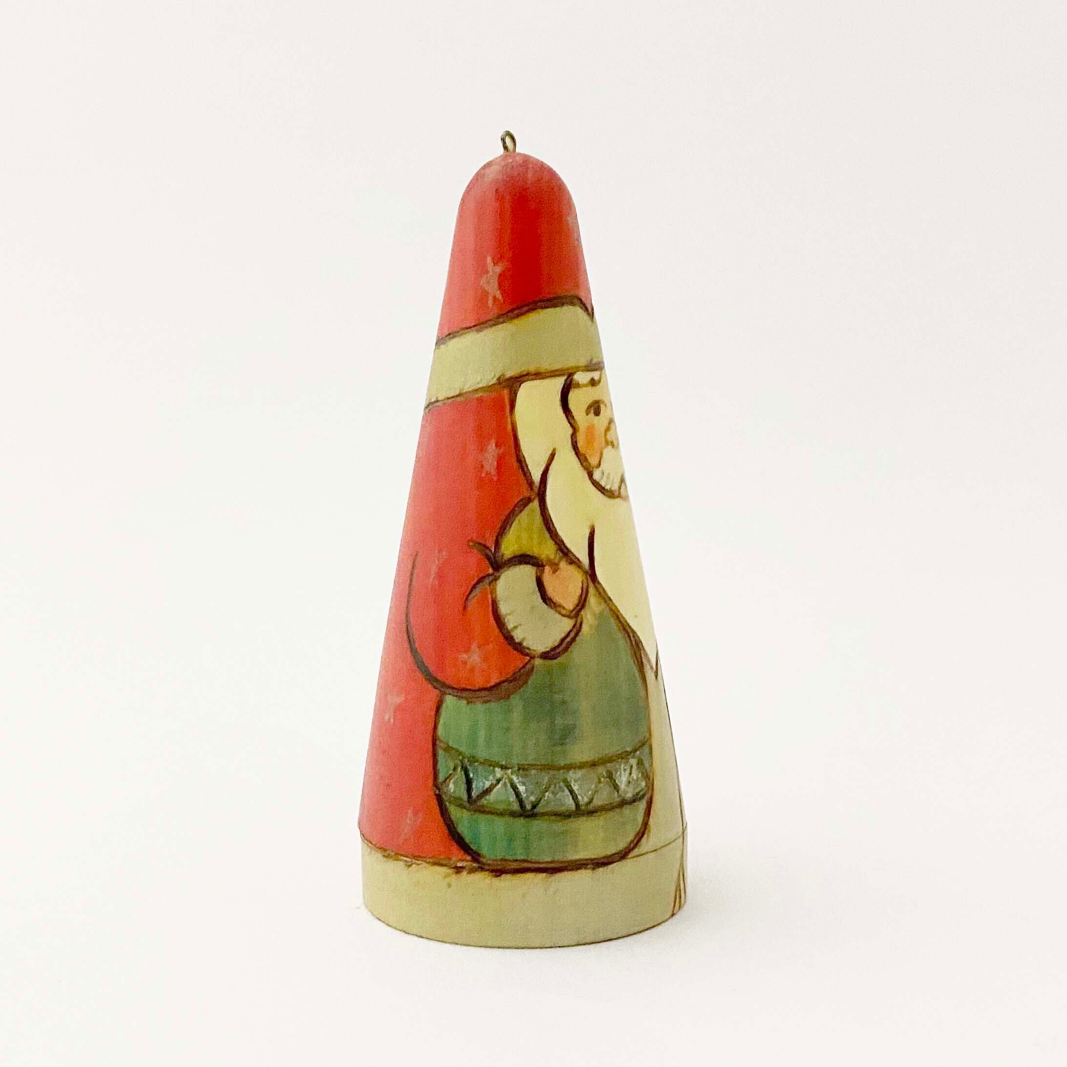 サンタ 焼ごて描彩 円錐オーナメント（コブロフ工房）