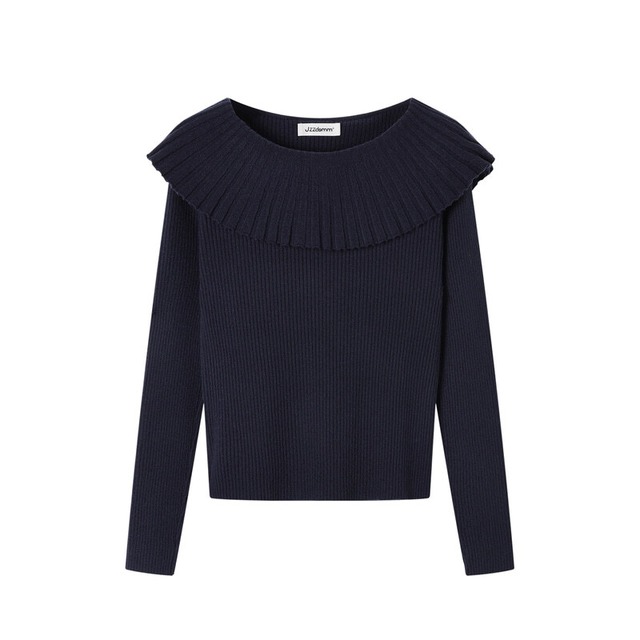 Pleats off shoulder rib knit　B3341