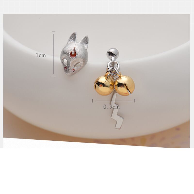 Thayaシリーズ 耳飾り ペア アクセサリー ピアス 非対称 狐 プレゼント 可愛い 花火大会 成人式 Elegant