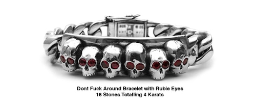 Dont Fuck Around Bracelet Silver with Rubie Eyes SofferAri ソファーアリ日本代理店 Axl Rose アクセルローズ　Guns N' Roses　ガンズ・アンド・ローゼズ