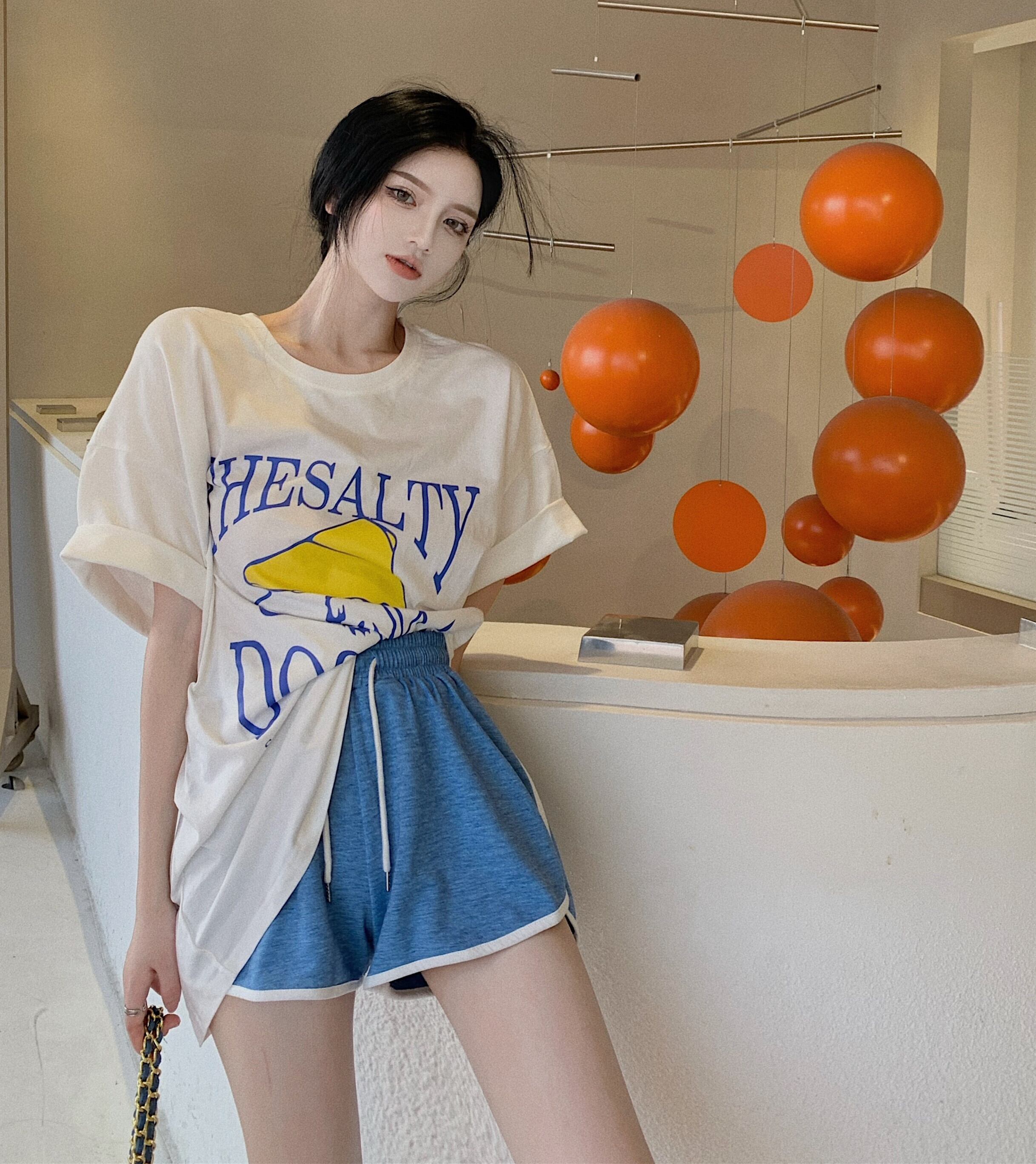 プリント柄Tシャツ シャツ サマー薄手カジュアルルーズ かわいい 夏物 ブラックストロベリース30673092167