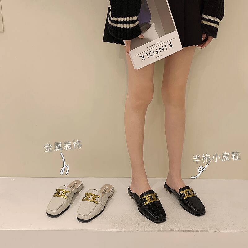 スプリングスタイルミュールレッド 靴 シューズ 春物 スクウェア フェイクシューズ65622855954