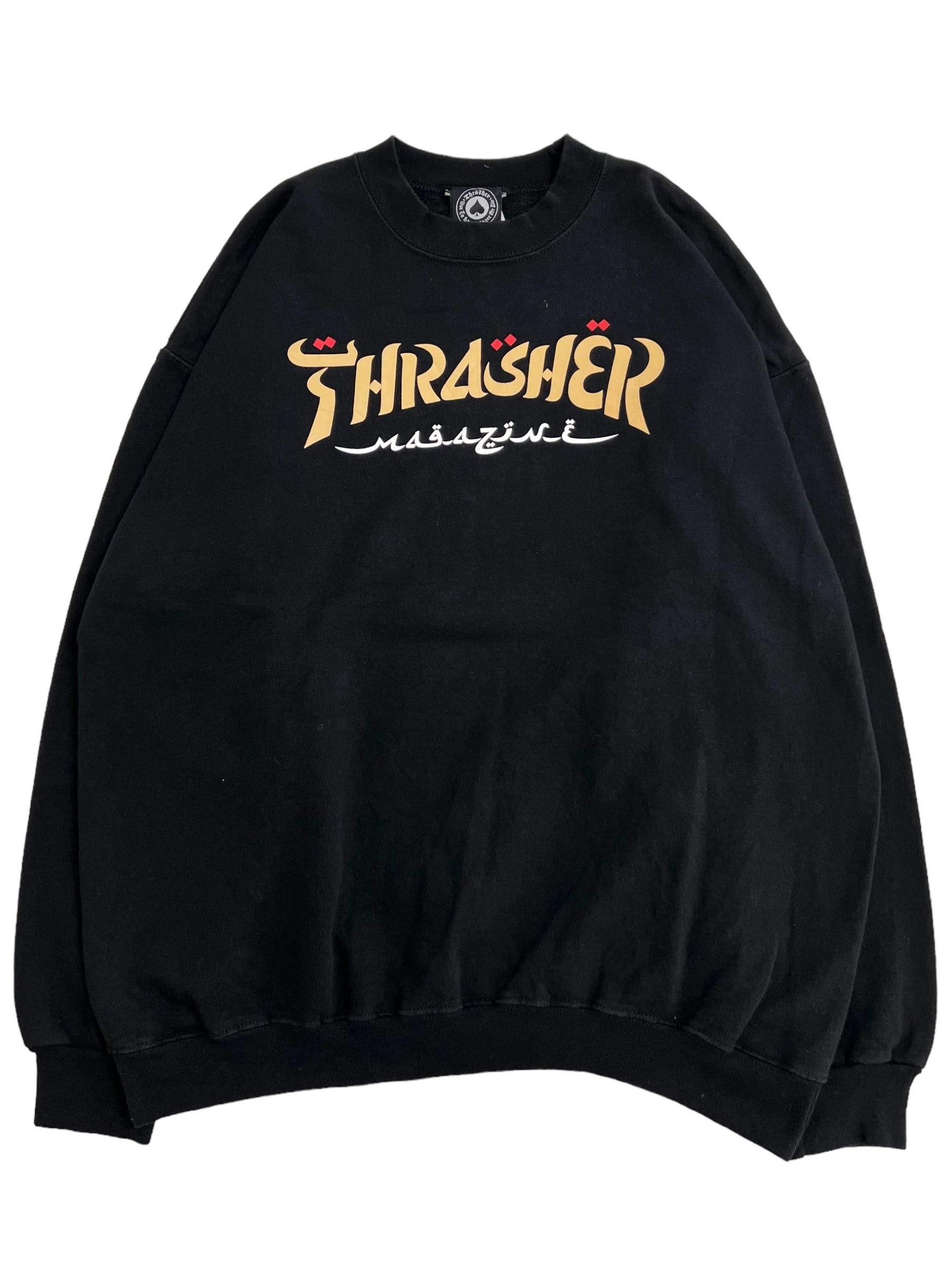 HONDURAS製 [ L ] THRASHER Calligraphy Sweatshirt スラッシャー カリグラフィー スウェットプルオーバー  ブラック ロゴ