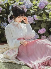 【0209】Retro Girly Pink Long Sleeve 2 Piece Set