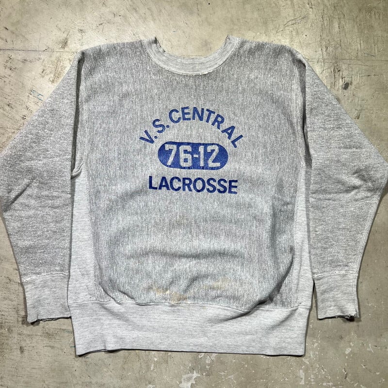 70's Champion チャンピオン 単色タグ リバースウィーブ スウェット グレー杢 2トーン カプセル3段プリント MEDIUM USA製  希少 ヴィンテージ BA-2165 RM2584H | agito vintage powered by BASE