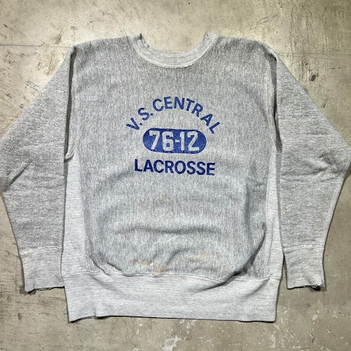 70's Champion チャンピオン 単色タグ リバースウィーブ スウェット グレー杢 2トーン カプセル3段プリント MEDIUM USA製 希少 ヴィンテージ BA-2165 RM2584H