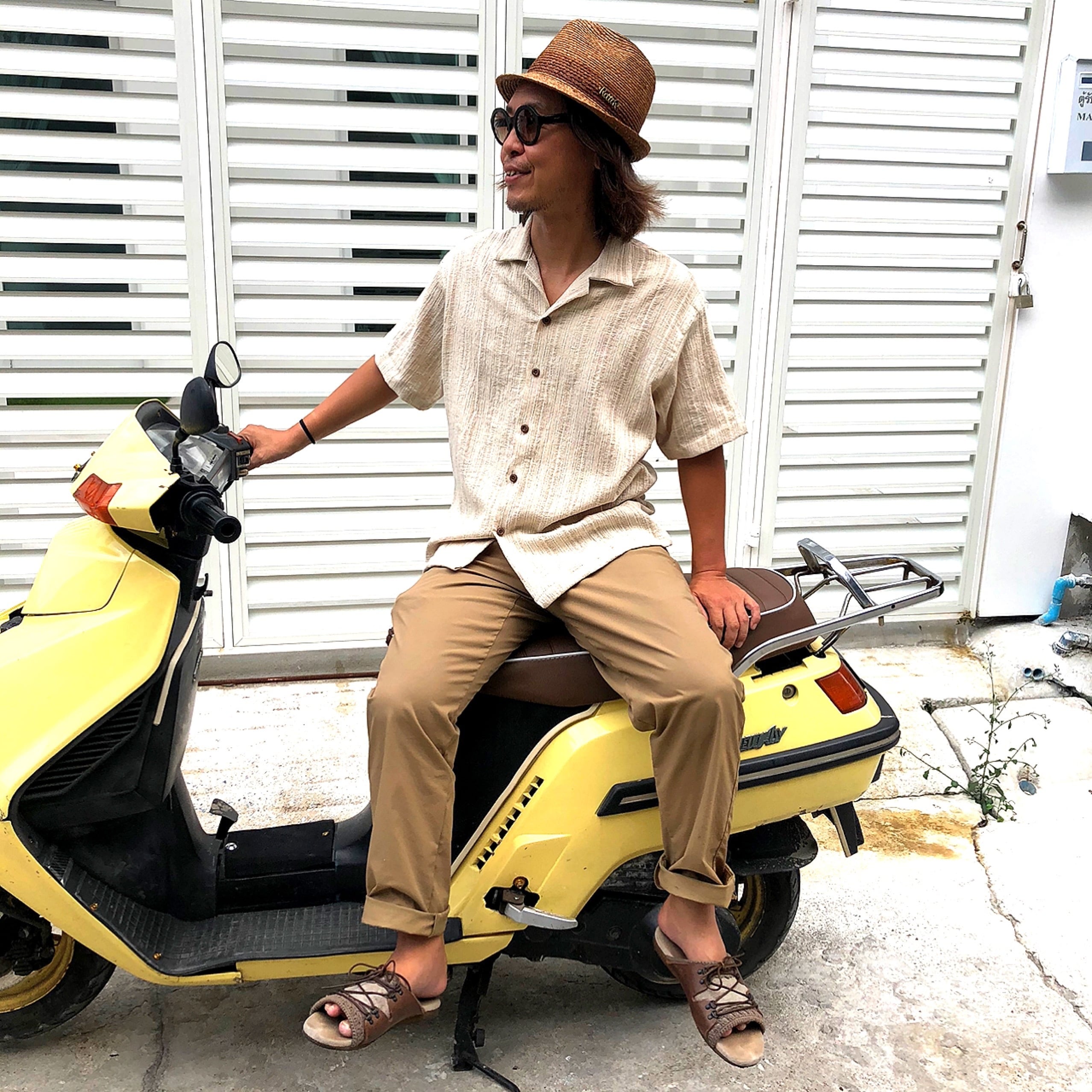 ヘンプ素材 半袖シャツ『 ジャガードナチュラル』 - Hemp S/S Shirt