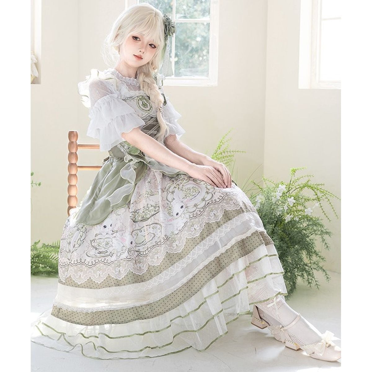 新緑のワルツ・ティアードフリルフォレストジャンパースカート