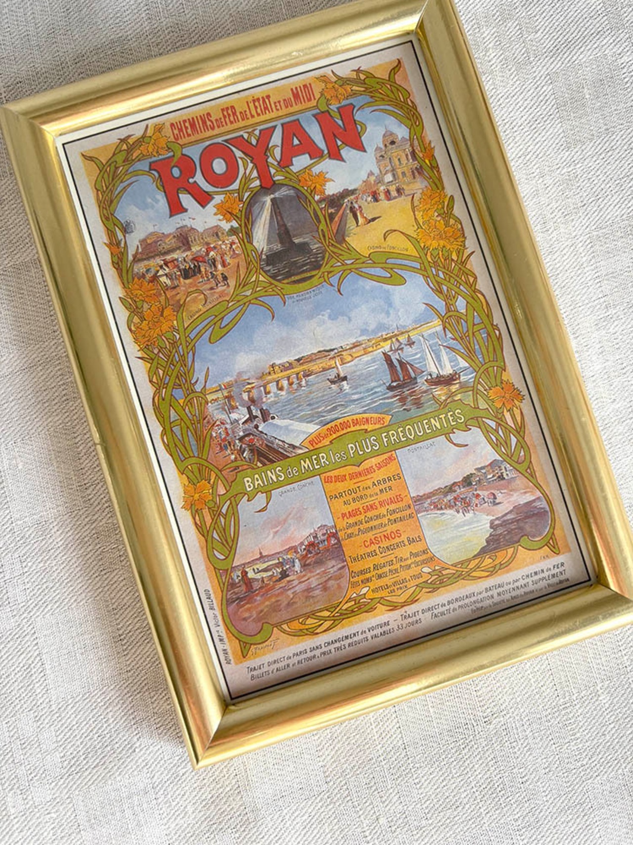 ポストカード　フレーム入り　旅行宣伝ポスター　南フランス　国鉄とロワイヤンの街　12otcp22-5