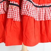 フォークダンス 衣装 スカート レッド系 チェック柄 カントリー チロリアン 赤 白 黒 リボン かわいい 華やか ダンス衣装 イベント 練習 レッスン おしゃれ レディース ふんわり ブラック系 ホワイト系