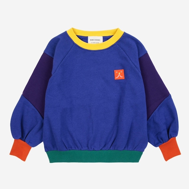 残り1点( 2-3y )BOBO CHOSES / Funny Face patch raglan sleeve sweatshirt