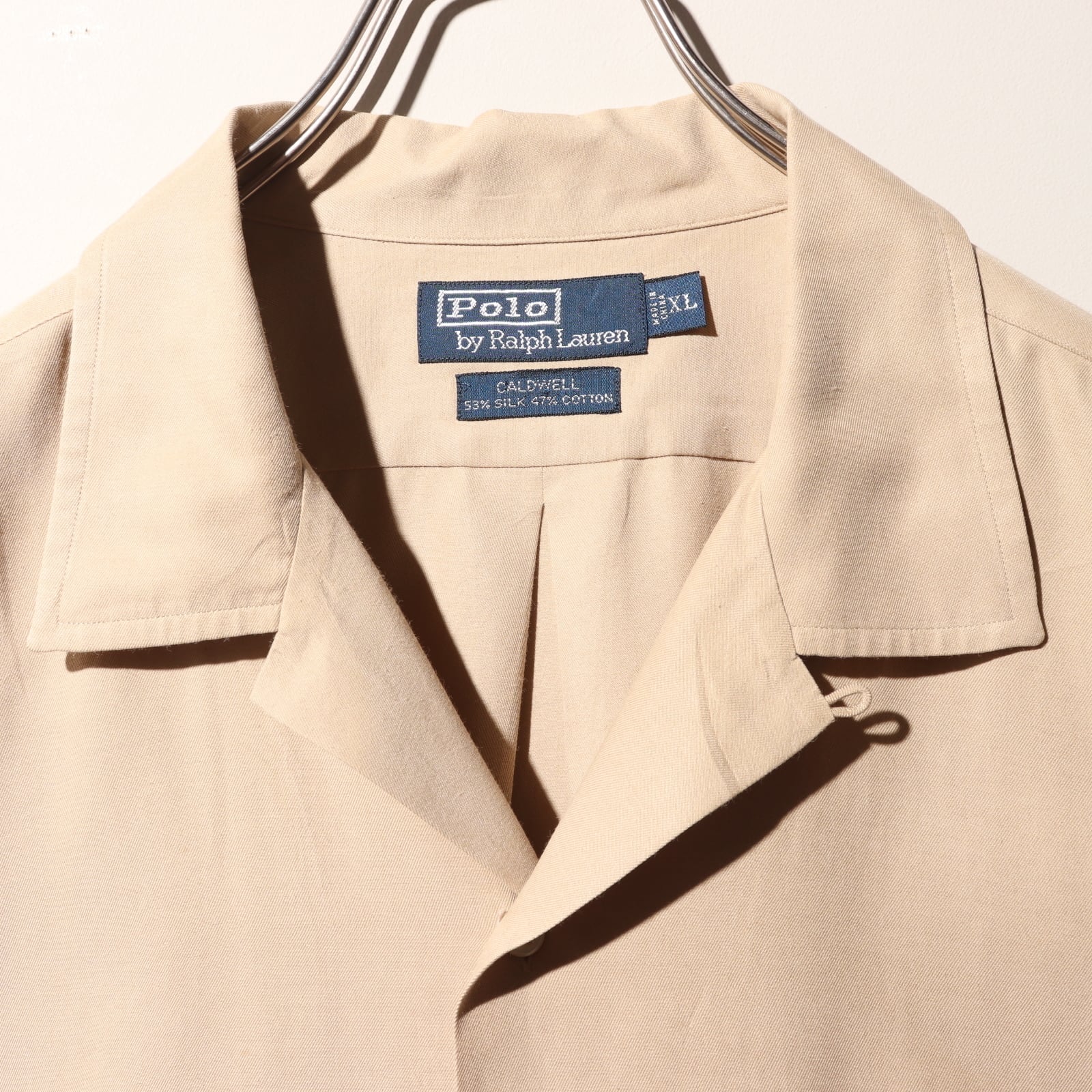 極美品 XL 完全無地 ベージュ シルクコットン Caldwell ポロラルフ 