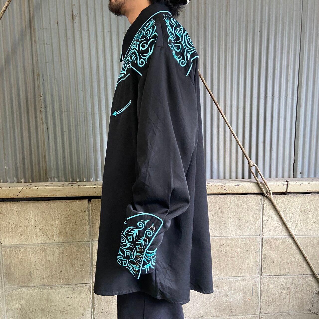 ビッグサイズ Scully 長袖 トライバル柄 刺繍 ウエスタンシャツ メンズ