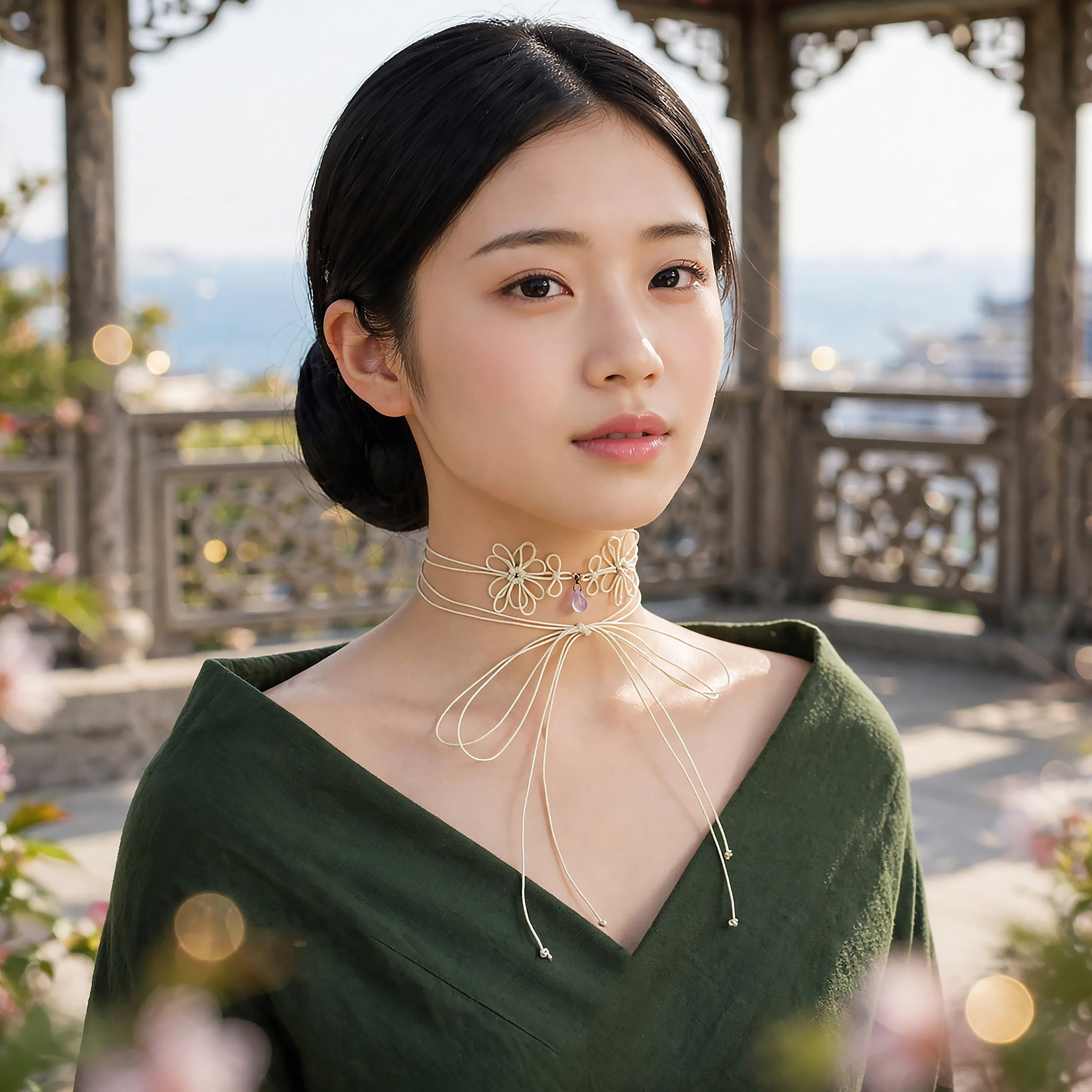 飾り結びチョーカー「嫋芳花」【軽量】浴衣・着物・フォーマル華やぐ二重巻。