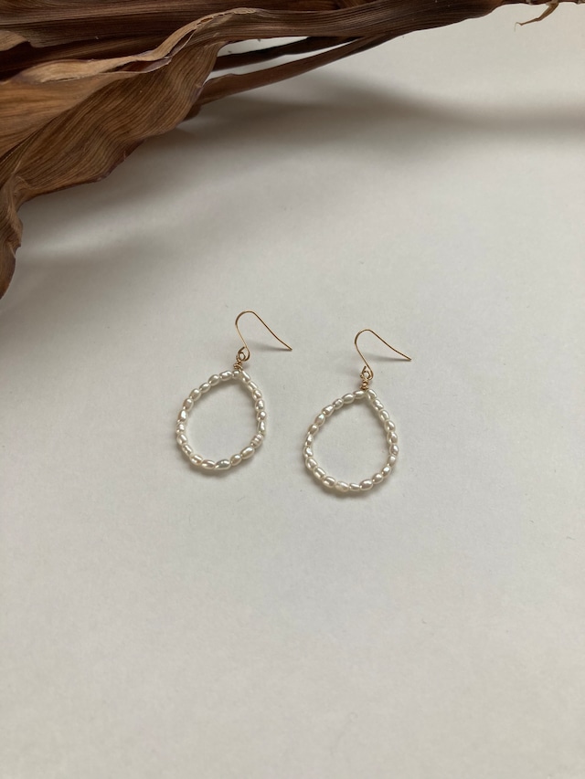ライスパールドロップピアス(K14gf)