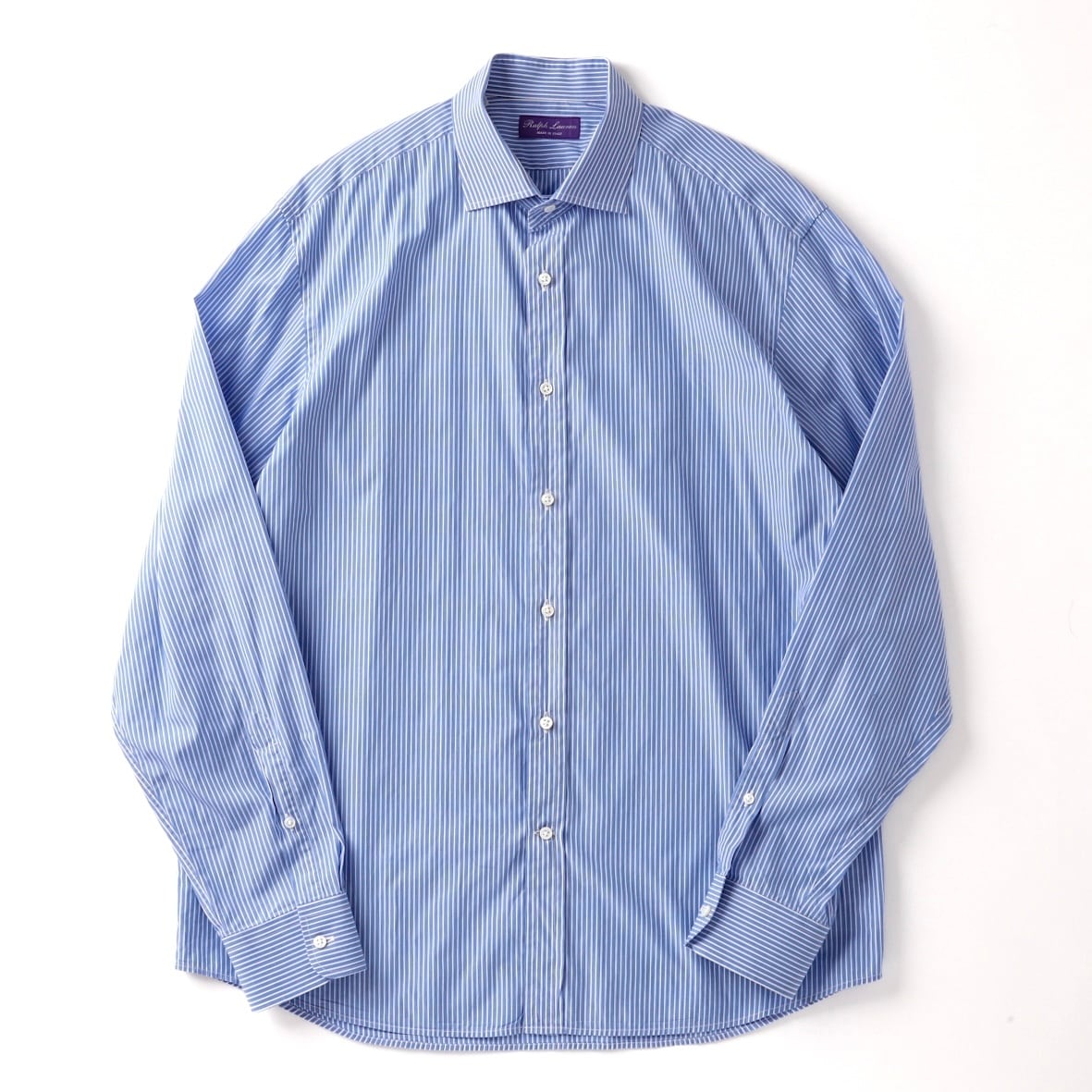 希少/新品 ラルフローレン パープルレーベル ストライプド コットン シャツ 定価8万】Ralph Lauren Purple Label special cotton stripe shirt