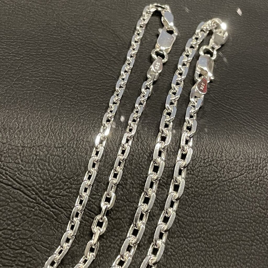 4面カットアズキチェーン線経1.25mm 太さ4mm 40cm シルバーチェーン