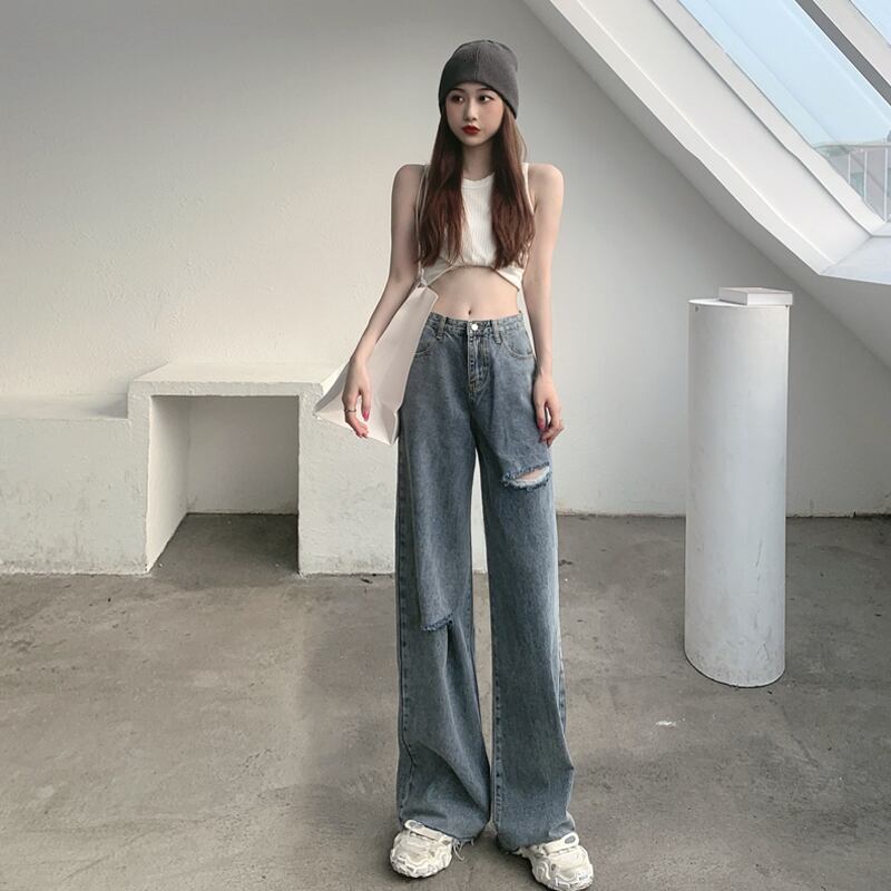 パンツ スプリングハイウェストウェストジーンズ サマールーズ 春物 夏物 スーパーモール41753647257