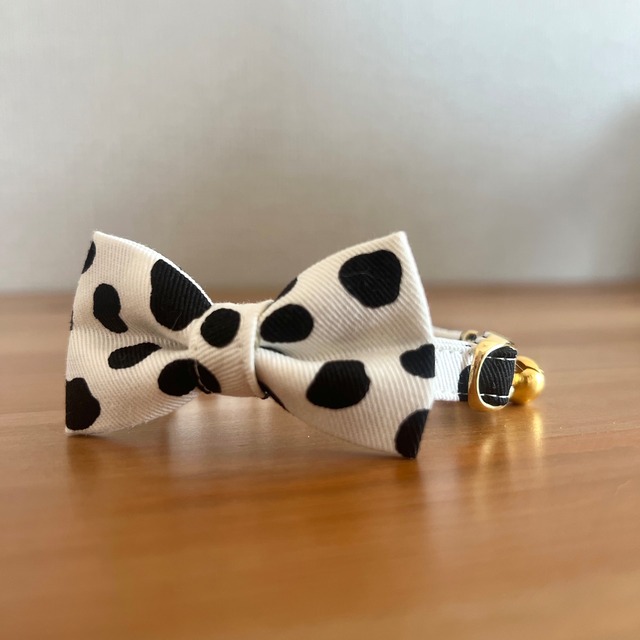 【Chulco】猫の鈴付きリボン首輪☆ダルメシアン柄