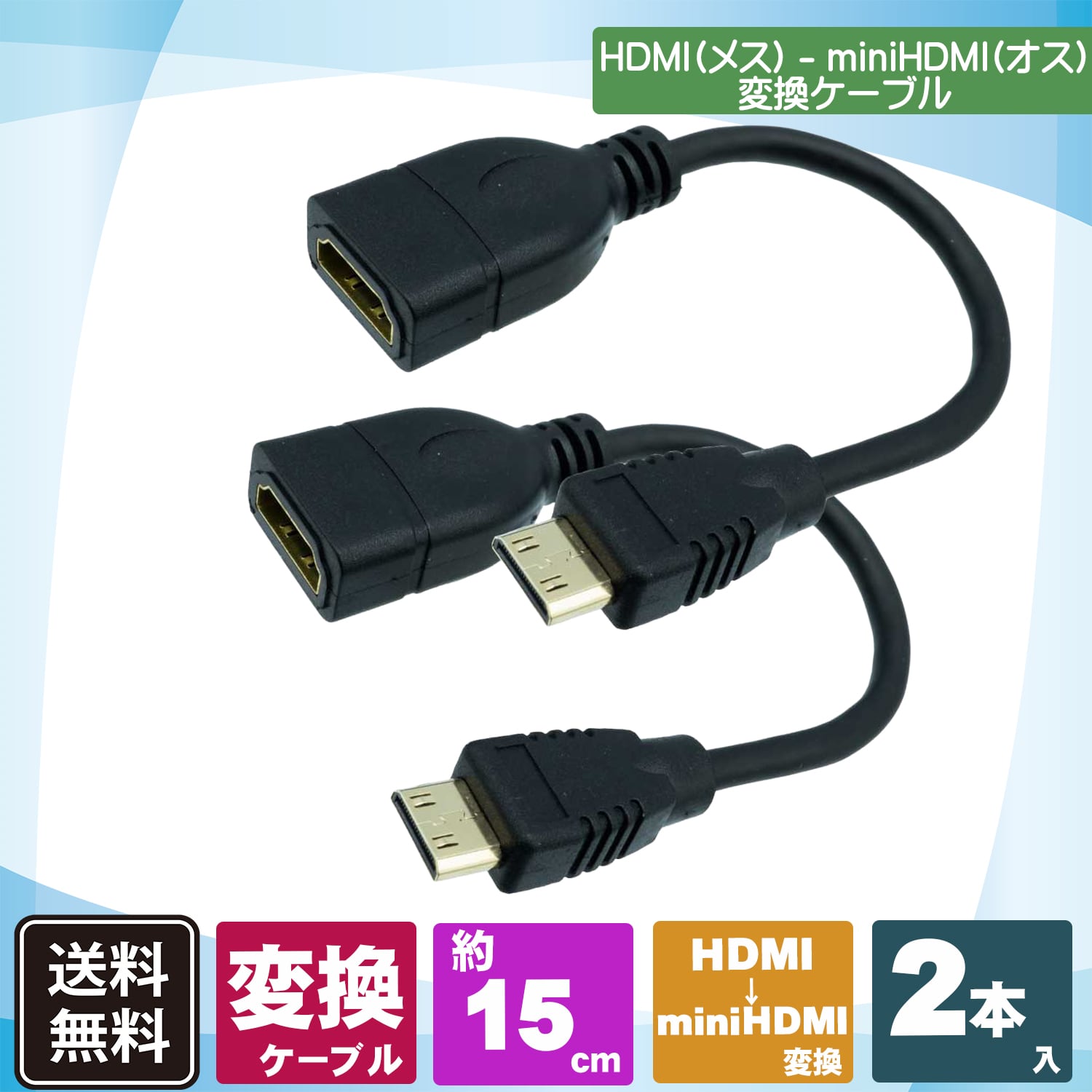 エスエスエーサービス お得な2本セット miniHDMI 変換ケーブル HDMI