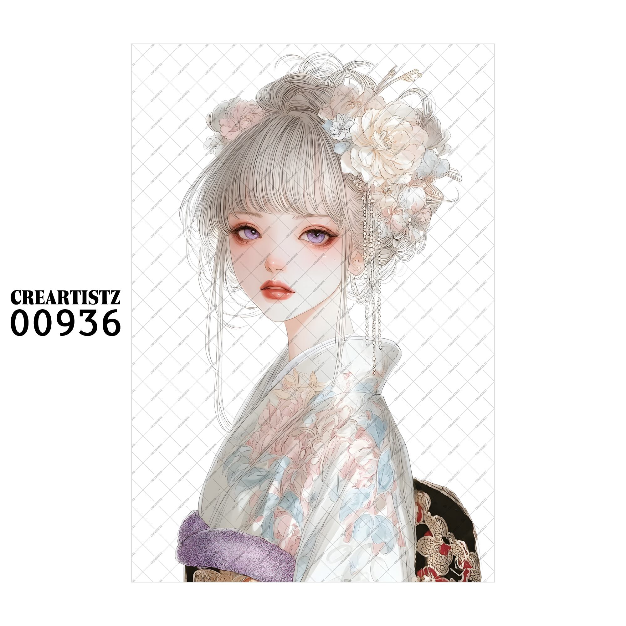 00936 ガール キュート オリジナル ペーパー/ステッカー 4枚セット CREARTISTZ