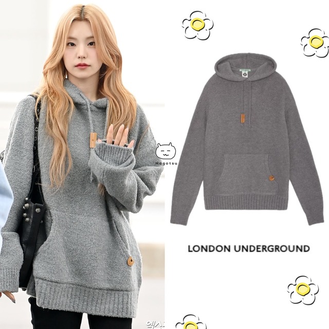 ★ITZY イェジ 着用！！【LONDON UNDERGROUND】Boucle hooded sweater_Grey