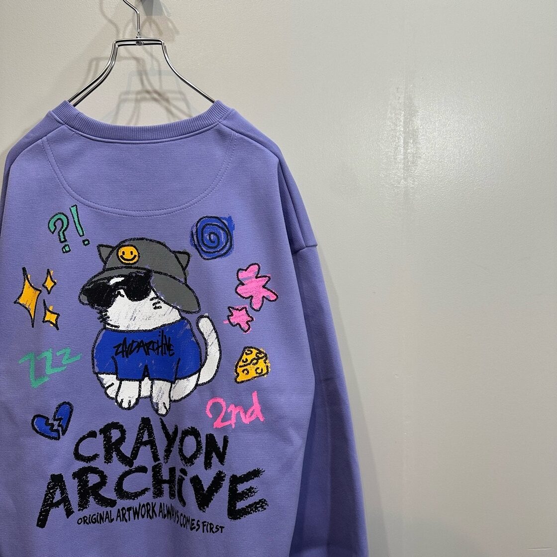 VT-01831-65】2ND ARCHIVE crayon Cat Long sleeve Back print 