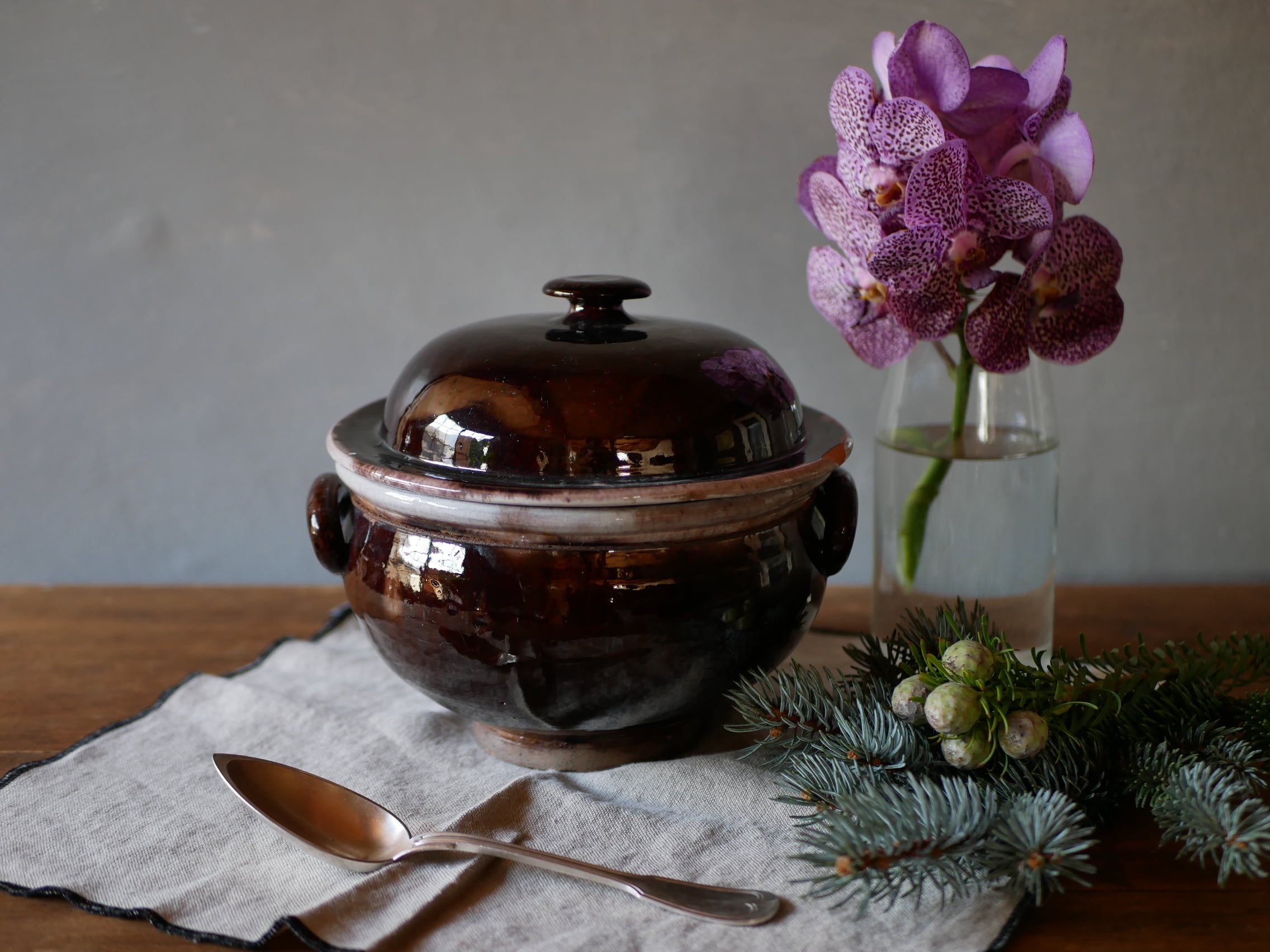 フランスアンティーク キュノワール スーピエール スープポット 取っ手