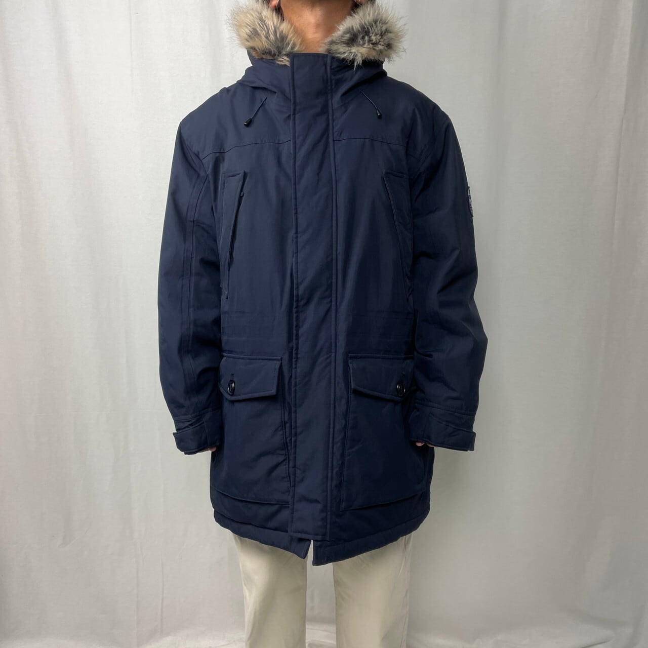 LANDS' END ランズエンド プリマロフトジャケット コート メンズXL 古着 PRIMALOFT アウトドア ネイビー 紺色【ブルゾン