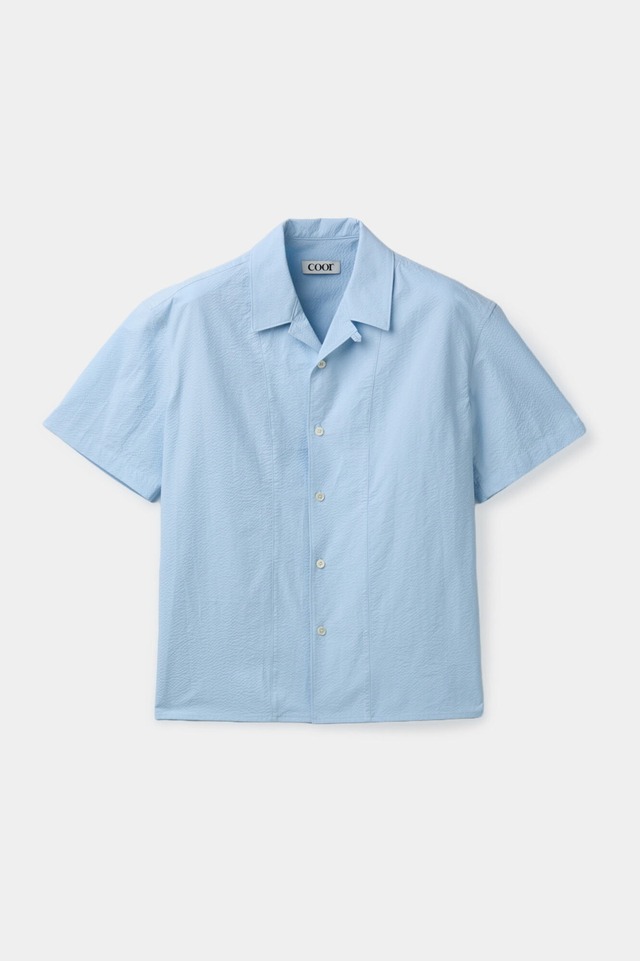 [COOR] Panel Line Camp Collar Half Shirt (Sky Blue) 正規品 韓国ブランド 韓国通販 韓国代行 韓国ファッション クール クーア クアー 日本 店舗