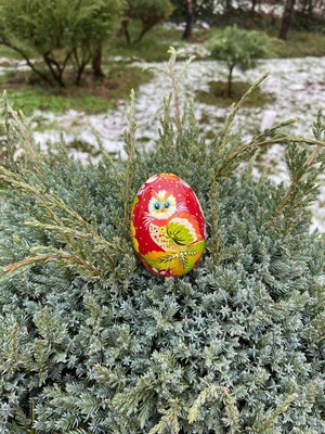 ペトリキウカ塗りのイースター・エッグ 7cm　ホメンコ作