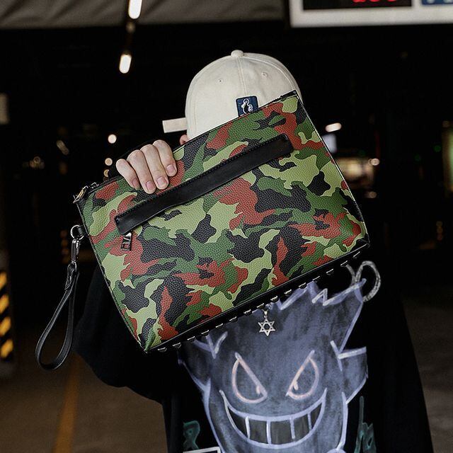 予約販売】クラッチバッグ ハンドバッグ メンズ ポップ 迷彩柄