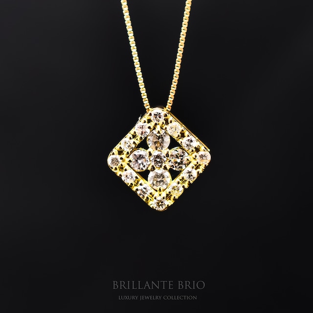 【K18 D0.30ct】Square Diamond Necklace